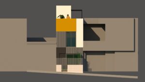 Render vivienda orquídeas fachada.